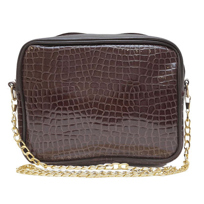 AURA CROSSBODY CROCODILE BROWN