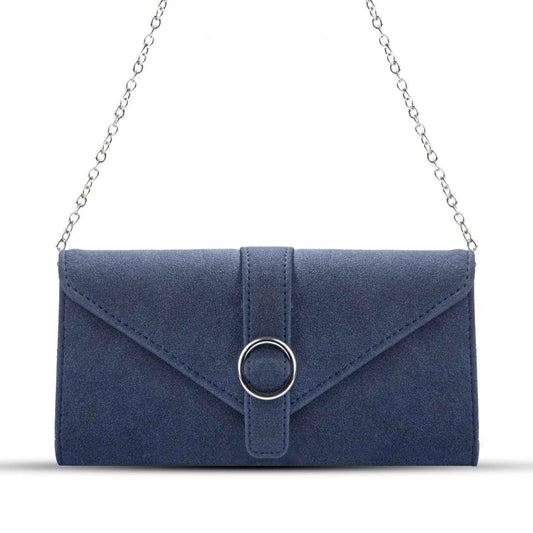 SONATA SUEDE CLUTCH BLUE