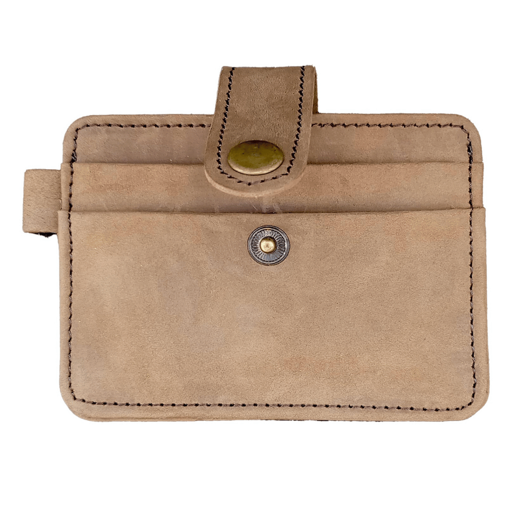 Ultra Slim Button Cardholder Brown