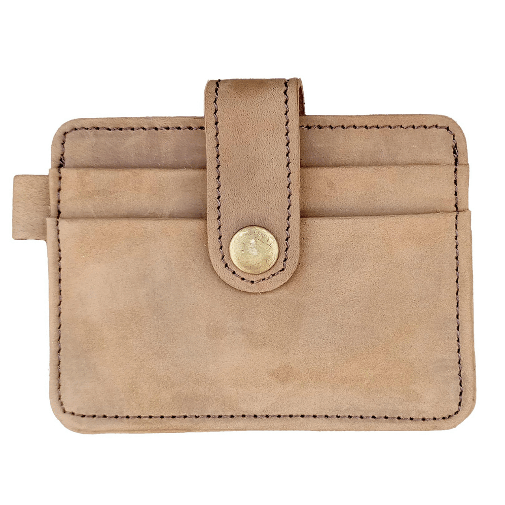 Ultra Slim Button Cardholder Brown